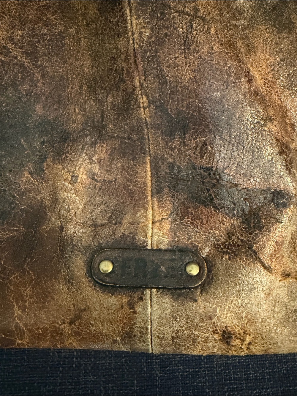 Frye Deborah Studded Distressed Brown Leather Shoulder Bag - Picture 3 of 13